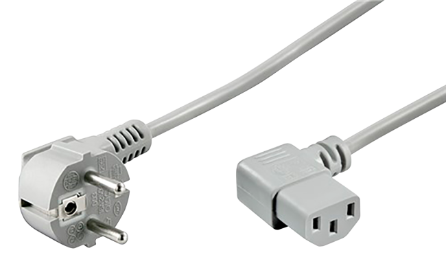 Netzkabel Schutzk.-Winkelstecker KG-Kupplung, 2m, 3x0,75mm², grau
