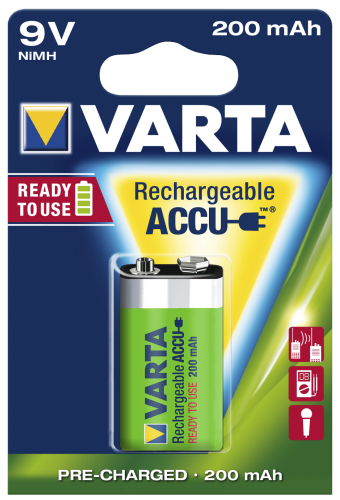 9V-Akku VARTA POWER ACCU Ready2Use, Ni-MH, 200mA, Typ 9V Block, 1er-Blister
