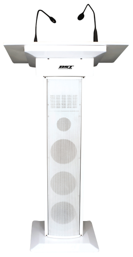 Aktives Konferenz-Rednerpult BST AMC73-W 90W, 4 Lautsprecher, 2 UHF-Mikros
