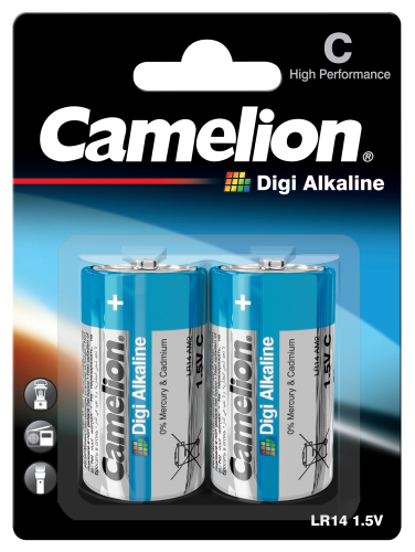Baby-Batterie CAMELION Digi Alkaline 1,5 V, Typ C/LR14, 2er Blister
