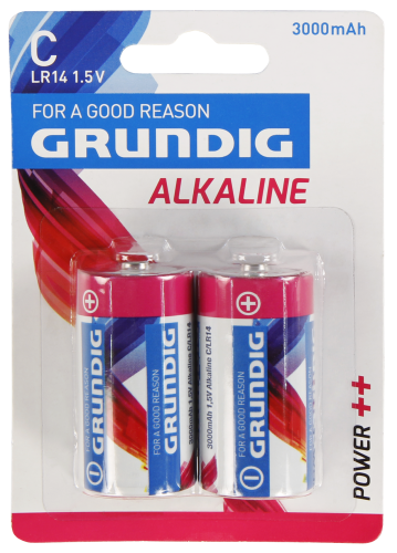 Baby-Batterie GRUNDIG Alkaline, 1,5V, Typ C/LR14, 2er-Blister
