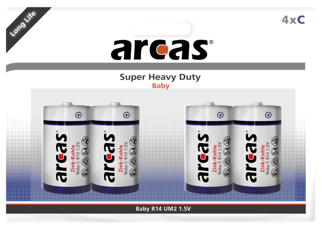 Baby-Batterie Super Heavy Duty 1,5V, Typ C/R14, 4er-Pack
