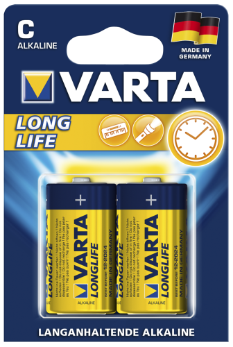 Baby-Batterie VARTA LONGLIFE Alkaline, 1,5 V, Typ C, 2er-Blister
