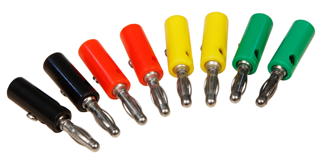 Bananenstecker-Set McPower, 4mm, Querloch, Druckfeder, 4 Farben, 8-teilig
