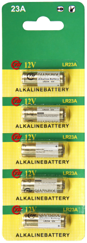 Batterie A23, 12V, 28x10mm, Alkaline, 5er-Blister

