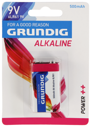 Block-Batterie GRUNDIG Alkaline, 1,5V, Typ 6LR61, 1er-Blister
