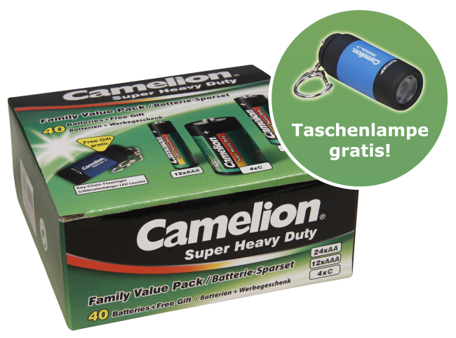 CAMELION Super Heavy Duty Set 40-tlg, 24xAA Mignon, 12xAAA Micro, 4xC Baby
