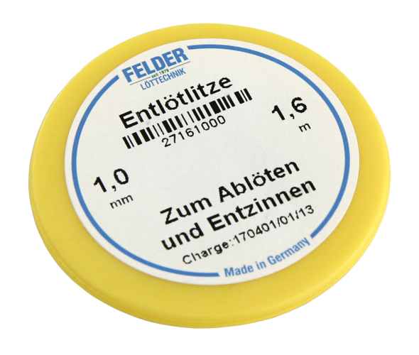 Entlötlitze FELDER, 1,0mm, mit halogenfreiem Flussmittel getränkte Kupferlitze, 1,60m Spule
