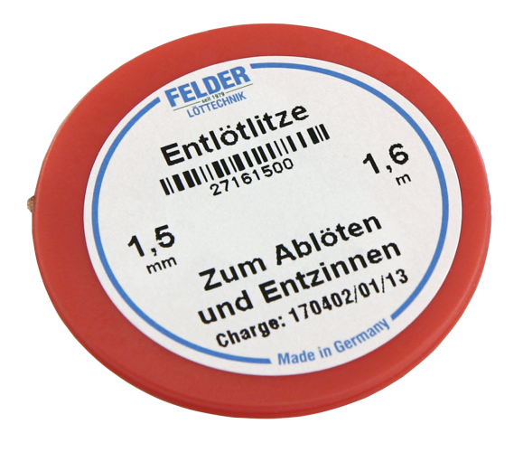 Entlötlitze FELDER, 1,50mm, mit halogenfreiem Flussmittel getränkte Kupferlitze, 1,60m Spule
