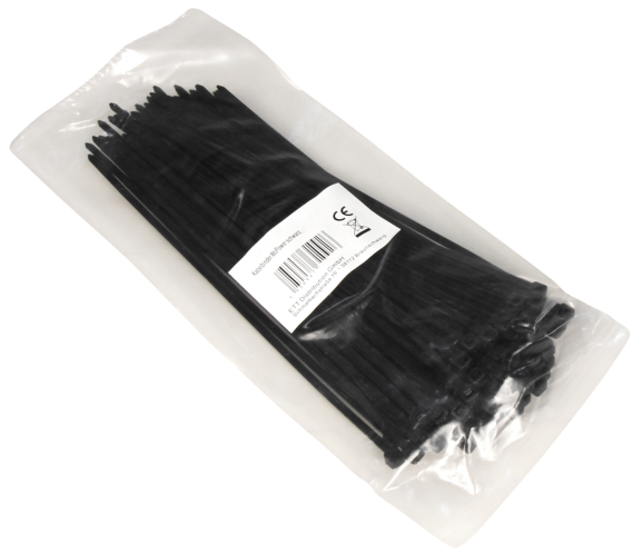 Kabelbinder McPower, schwarz, 200x2,5mm, 100er-Pack, UV beständig
