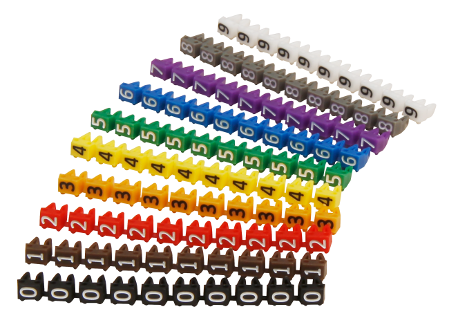 Kabelmarker-Clips McPower, bedruckt mit Ziffern 0-9, Kabeldurchmesser bis 3mm
