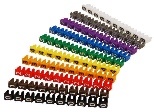 Kabelmarker-Clips McPower, bedruckt mit Ziffern 0-9, Kabeldurchmesser bis 4mm
