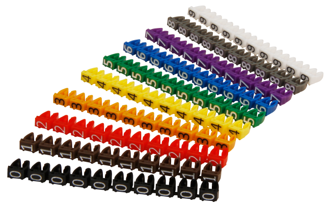 Kabelmarker-Clips McPower, bedruckt mit Ziffern 0-9, Kabeldurchmesser bis 6mm
