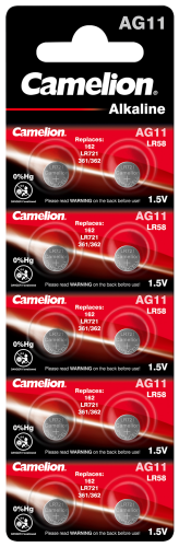 Knopfzelle CAMELION, AG11, 1,5V, Alkaline, 10er-Blister
