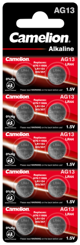 Knopfzelle CAMELION, AG13, 1,5V, Alkaline, 10er-Blister
