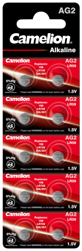 Knopfzelle CAMELION, AG2, 1,5V, Alkaline, 10er-Blister
