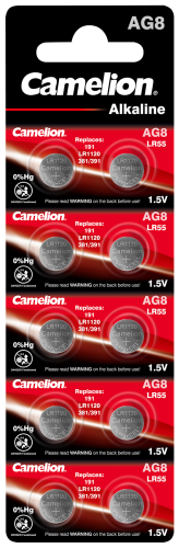 Knopfzelle CAMELION, AG8, 1,5V, Alkaline, 10er-Blister
