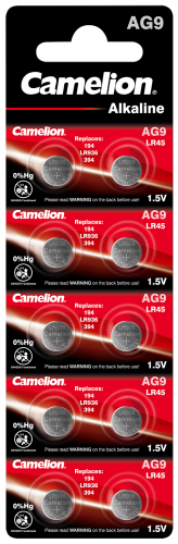 Knopfzelle CAMELION, AG9, 1,5V, Alkaline, 10er-Blister
