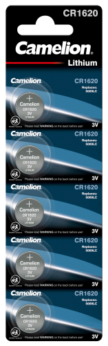 Knopfzelle CAMELION, CR1620 3,0V, Lithium, 5er-Blister
