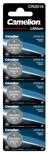 Knopfzelle CAMELION CR2016 3,0V, Lithium, 5er-Blister
