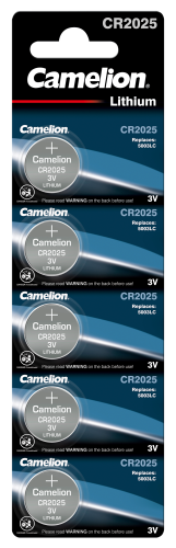 Knopfzelle CAMELION CR2025, 3,0V, Lithium, 5er-Blister
