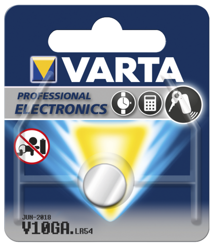 Knopfzelle VARTA  AG10,V10GA, 1,5V, Alkaline, 1er-Blister
