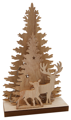 LED-Dekolicht Weihnachtsbaum aus Holz, 10 LED\'s, 44cm
