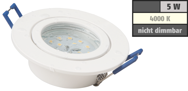 LED-Einbauleuchte McShine Flatty Ø83mm, 5W, 400lm, neutralweiß, IP44
