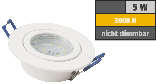 LED-Einbauleuchte McShine Flatty Ø83mm, 5W, 400lm, warmweiß, IP44
