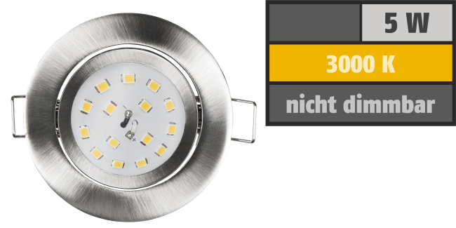 LED Einbauleuchte McShine Slim 82x27mm, 5W, 400lm, 3000K, Edelstahl gebürstet
