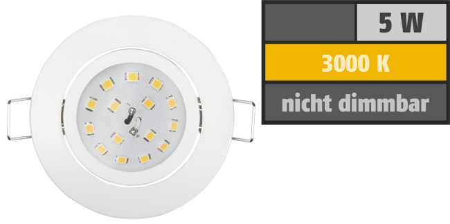 LED Einbauleuchte McShine Slim 82x28mm, 5W, 400lm, 3000K, weiß
