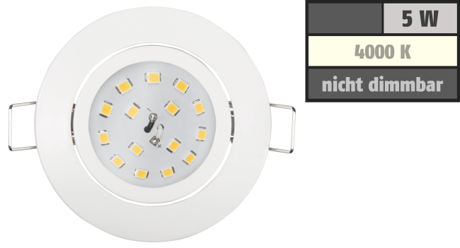 LED Einbauleuchte McShine Slim 82x28mm, 5W, 400lm, 4000K, weiß
