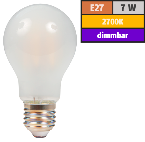 LED Filament Glühlampe McShine Filed, E27, 7W, 720 lm, warmweiß, dimmbar, matt
