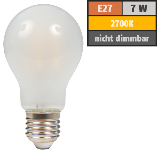 LED Filament Glühlampe McShine Filed, E27, 7W, 720 lm, warmweiß, matt
