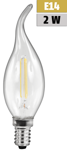 LED Filament Kerzenlampe Windstoß McShine Filed, E14, 2W, 200 lm, warmweiß, klar
