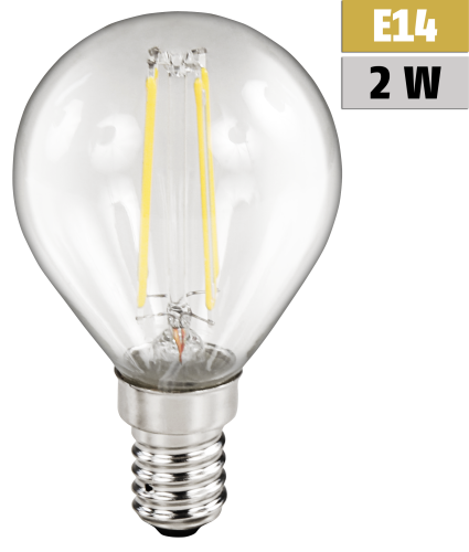 LED Filament Tropfenlampe McShine Filed, E14, 2W, 200 lm, warmweiß, klar
