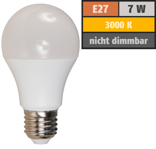 LED-Glühlampe McShine Brill95 E27, 7W, 600lm, 240°, warmweiß, Ra >95, 60x109mm
