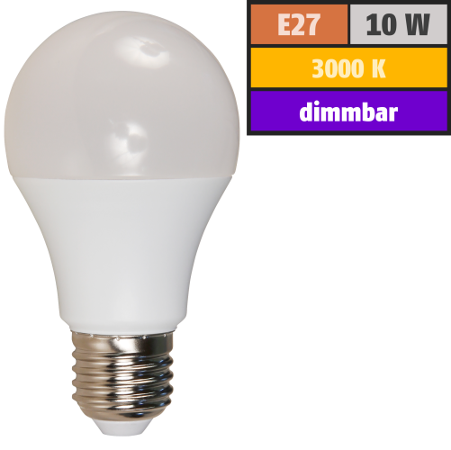 LED Glühlampe McShine, E27, 10W, 800lm, 240°, 3000K, warmweiß, dimmbar
