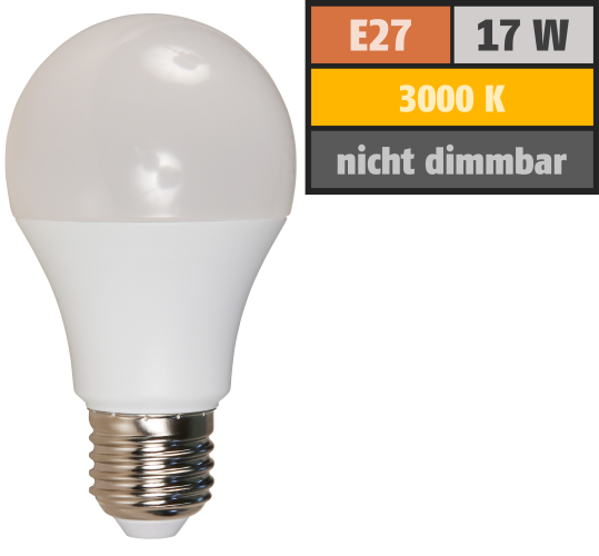 LED Glühlampe McShine, E27, 17W, 1520lm, 220°, 3000K, warmweiß, Ø60x139mm
