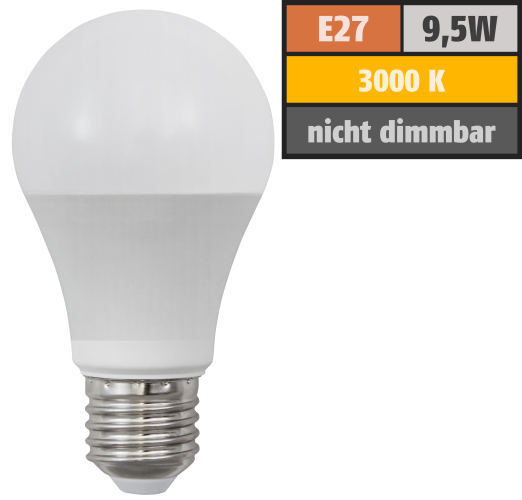 LED Glühlampe McShine SuperBright E27, 9,5W, 1520lm, 270°, 3000K, warmweiß
