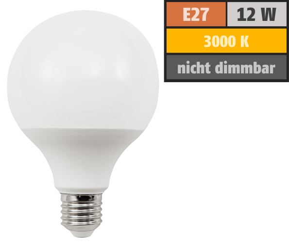 LED Globelampe McShine, E27, 12W, 1055lm, warmweiß
