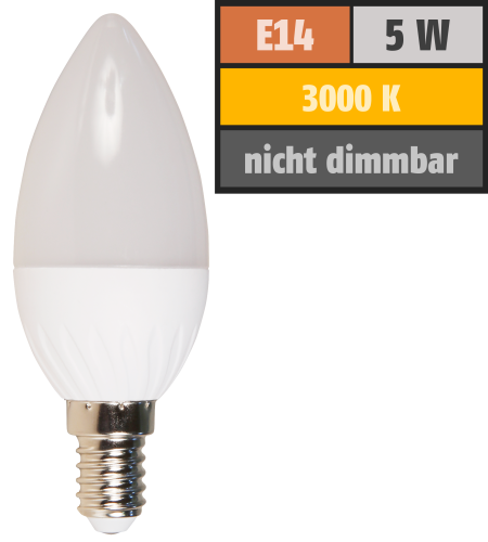 LED-Kerzenlampe McShine Brill95 E14, 5W, 400lm, 160°, warmweiß, Ra >95, 37x98mm
