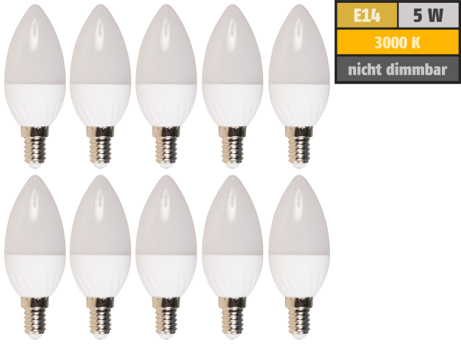 LED-Kerzenlampe McShine Brill95 E14, 5W, 400lm, warmweiß, Ra>95, 10er-Pack
