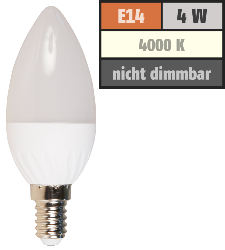 LED Kerzenlampe McShine, E14, 4W, 320lm, 160°, 4000K, neutralweiß, Ø37x98mm
