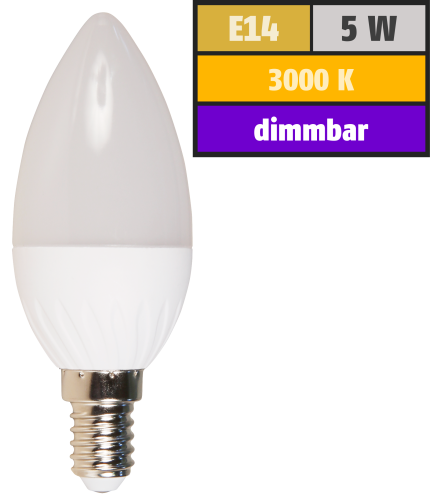 LED Kerzenlampe McShine, E14, 5W, 350lm, 160°, 3000K, warmweiß, dimmbar
