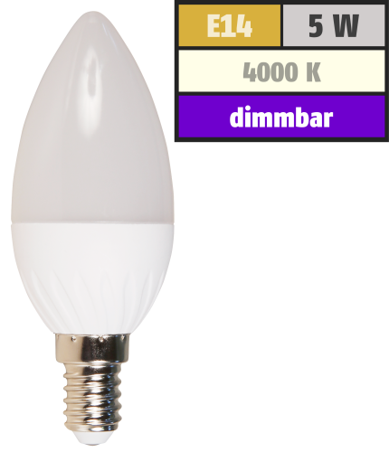 LED Kerzenlampe McShine, E14, 5W, 350lm, 160°, 4000K, neutralweiß, dimmbar
