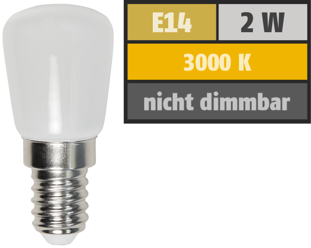 LED Kolbenlampe McShine, E14, 2W, 160lm, 260°, 23x51mm, warmweiß
