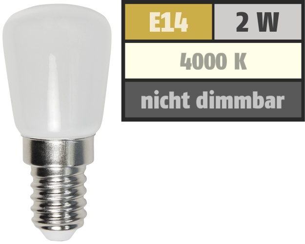 LED Kolbenlampe McShine, E14, 2W, 160lm, 260°, 23x51mm, neutralweiß
