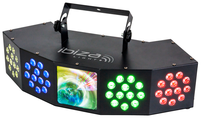 LED-Lichteffekt IBIZA COMBI-FX4 DMX gesteuert, 3in1 Wash-Moon-Strobe
