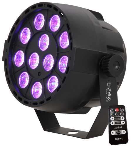 LED-Lichteffekt IBIZA PAR-MINI-RGB3 12x 3W RGB LED, Musiksteuerung, DMX
